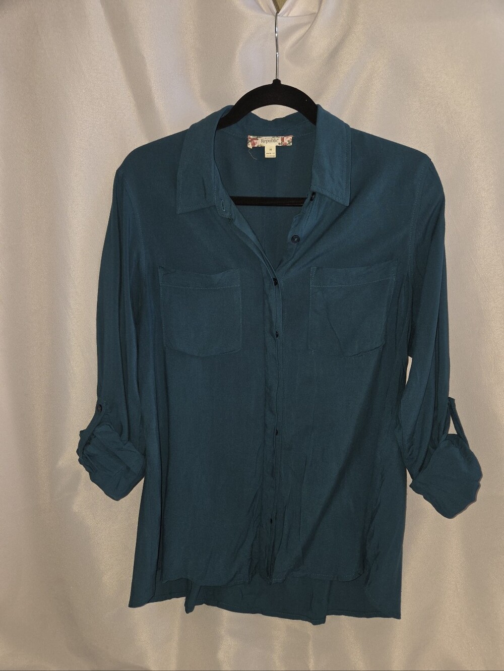 Pink Republic Teal Button-Up Blouse